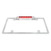 Chrome License Plate Frame With Third Brake Light -Red LED & Lens