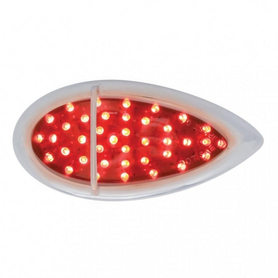 39 LED Flush Mount "Teardrop" Light (Stop, Turn &amp; Tail) - Red LED/Chrome Lens