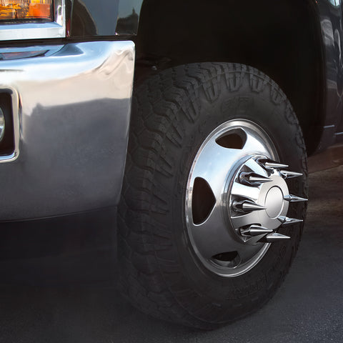 Chrome Spike Hubcap Nut Cover For 1999-2018 Chevy & GMC 2500 & 3500 - Push-on (Color Box of 32)