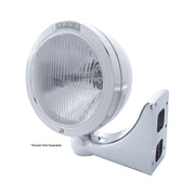 Stainless Steel Bullet Classic Headlight H4 Bulb & LED Turn Signal - Clear Lens
