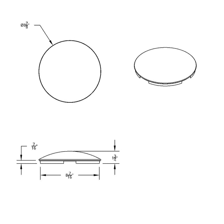 4 Even Notched Stainless Steel Dome Front Hubcap - 7/16" Lip