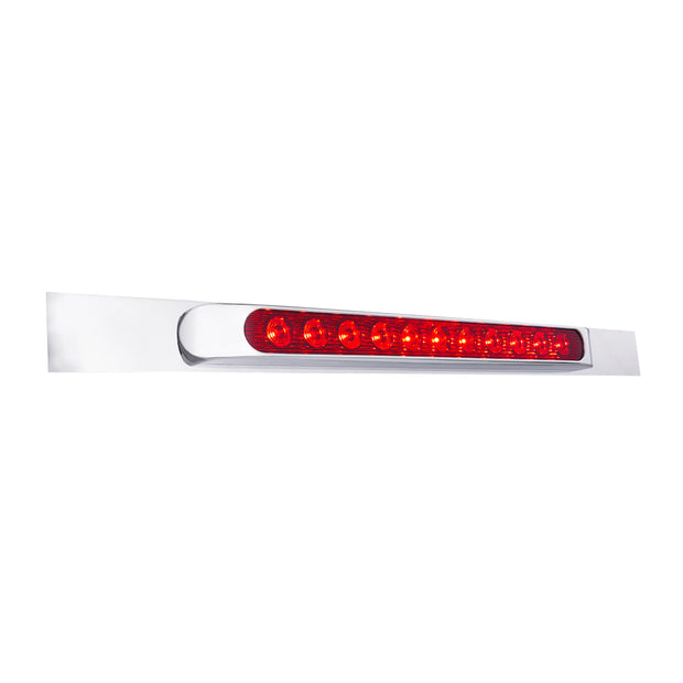 Chrome Top Mud Flap Plate With 11 LED 17" Light Bar & Bezel - Red LED/Red Lens (Each)