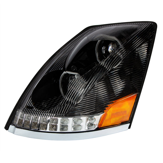 Black 10 LED Headlight For 2003-2017 Volvo VN/VNL - Driver Side
