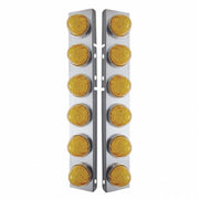 SS Front Air Cleaner Bracket W/12X 17 LED Watermelon Lights & SS Bezels For Peterbilt-Amber LED & Lens (Pair)