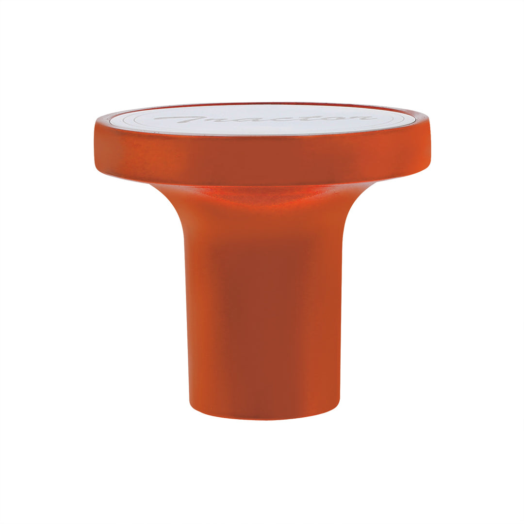 Aluminum Screw-On Air Valve Knob With Stainless Tractor Plaque - Cadmium Orange