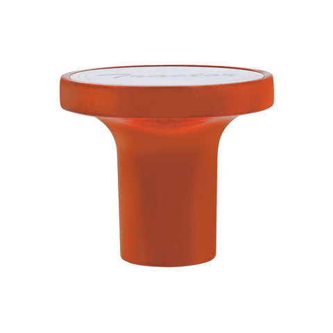 Aluminum Screw-On Air Valve Knob With Stainless Tractor Plaque - Cadmium Orange