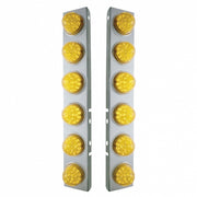 SS Front Air Cleaner Bracket With 12X 17 Amber LED Reflector Lights & SS Bezels For Peterbilt-Amber Lens
