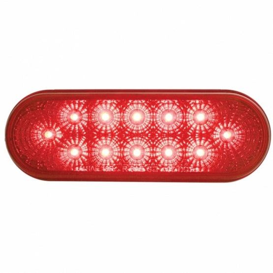 12 LED 6" Oval Reflector Light Kit (Stop, Turn &amp; Tail) - Red LED/Red Lens