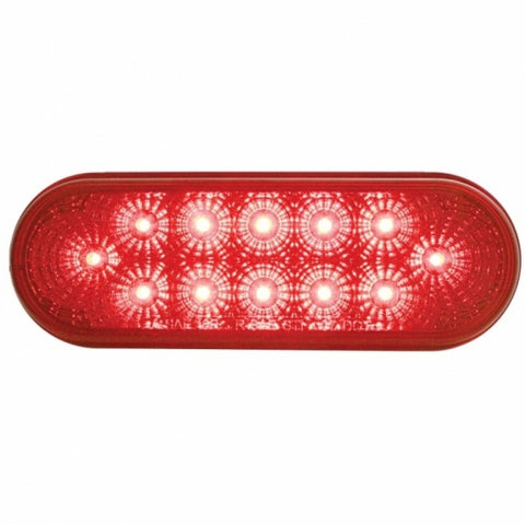 12 LED 6" Oval Reflector Light Kit (Stop, Turn & Tail) - Red LED/Red Lens