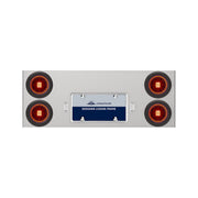 33-3/4" Stainless Rear Center Panel With 4X 13 LED 4" Abyss Lights & Grommets - Red LED/Red Lens