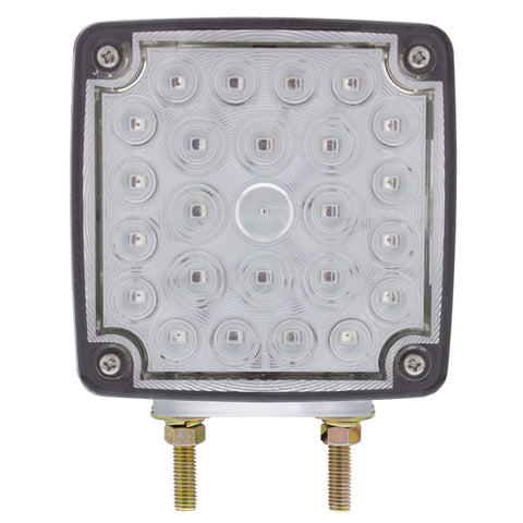 52 LED Double Stud Double Face Turn Signal Light (Passenger) - Amber & Red LED/Clear Lens