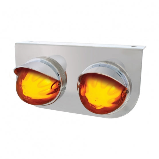 SS Light Bracket With 2X 9 LED Dual Function Watermelon GloLight &amp; Visors -Amber LED &amp; Lens