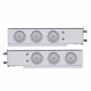 3-3/4" Bolt Pattern Chrome Spring Loaded Bar W/6X 4" 10 Red LED Lights & Visors -Clear Lens (Pair)