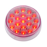 19 LED 4" Round Double Fury Light (Stop, Turn, Tail) With Warning Light - Red & Amber LED/Clear Lens