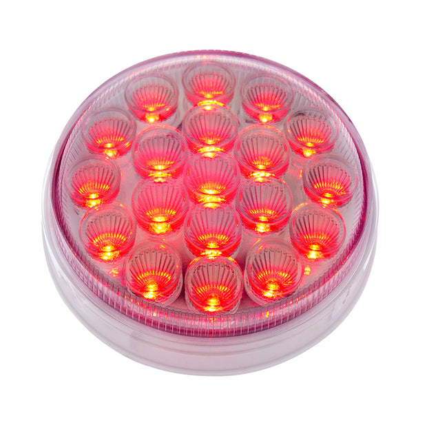 19 LED 4" Round Double Fury Light (Stop, Turn, Tail) With Warning Light - Red & Amber LED/Clear Lens