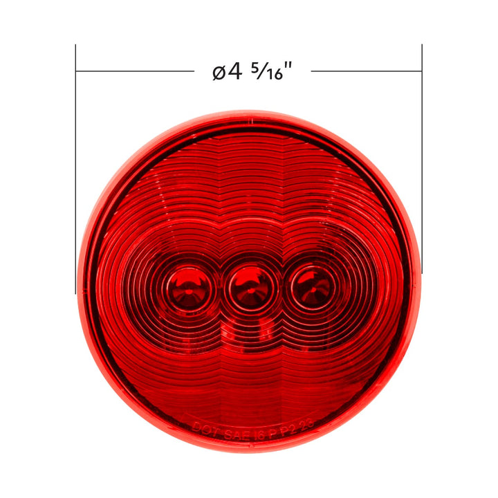 3 LED 4" Round Light (Stop, Turn, &amp; Tail)-Red LED/Red Lens