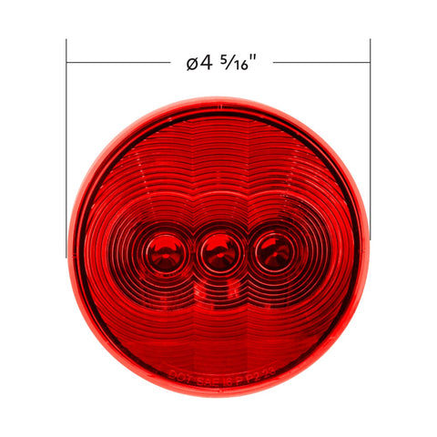3 LED 4" Round Light (Stop, Turn, & Tail)-Red LED/Red Lens