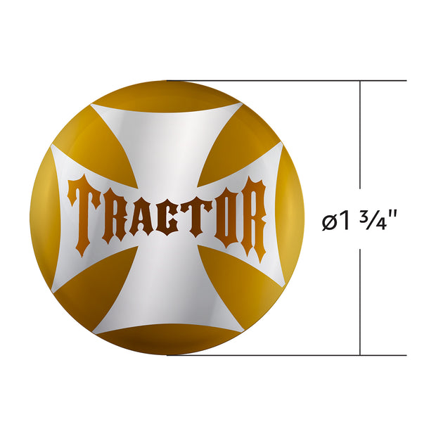 "Tractor" Maltese Cross Air Valve Knob Candy Color Sticker - Electric Yellow