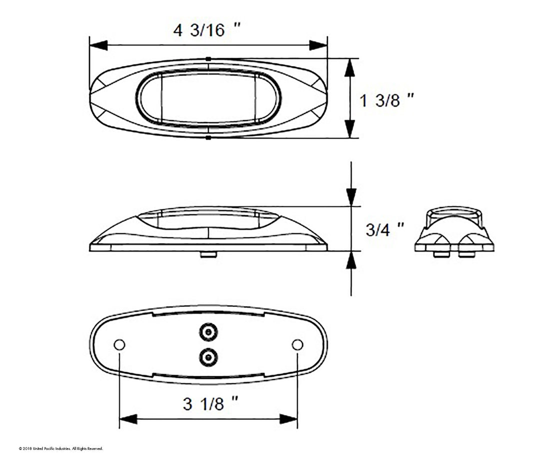 3 LED Reflector Light (Clearance/Marker) - Red LED/Red Lens
