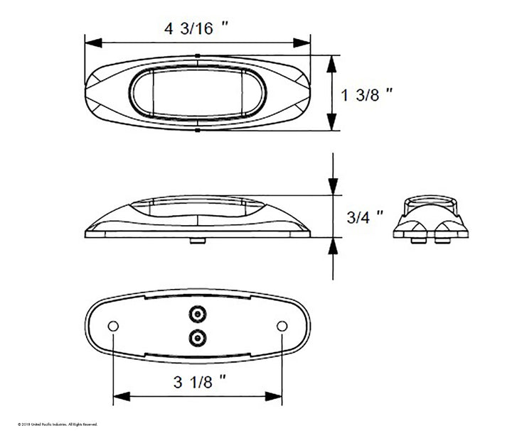 3 LED Reflector Light (Clearance/Marker) - Red LED/Red Lens