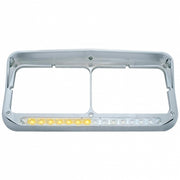 Rectangular Dual Headlight Bezel With Visor And LED Sequential Light Bar (Passenger) - Amber LED/Clear Lens