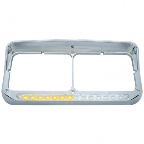 Rectangular Dual Headlight Bezel With Visor And LED Sequential Light Bar (Passenger) - Amber LED/Clear Lens