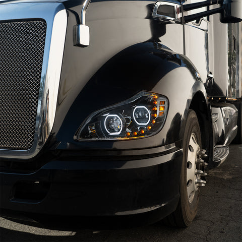 Black 10 LED Headlight For 2013-2021 Kenworth T680 - Passenger Side