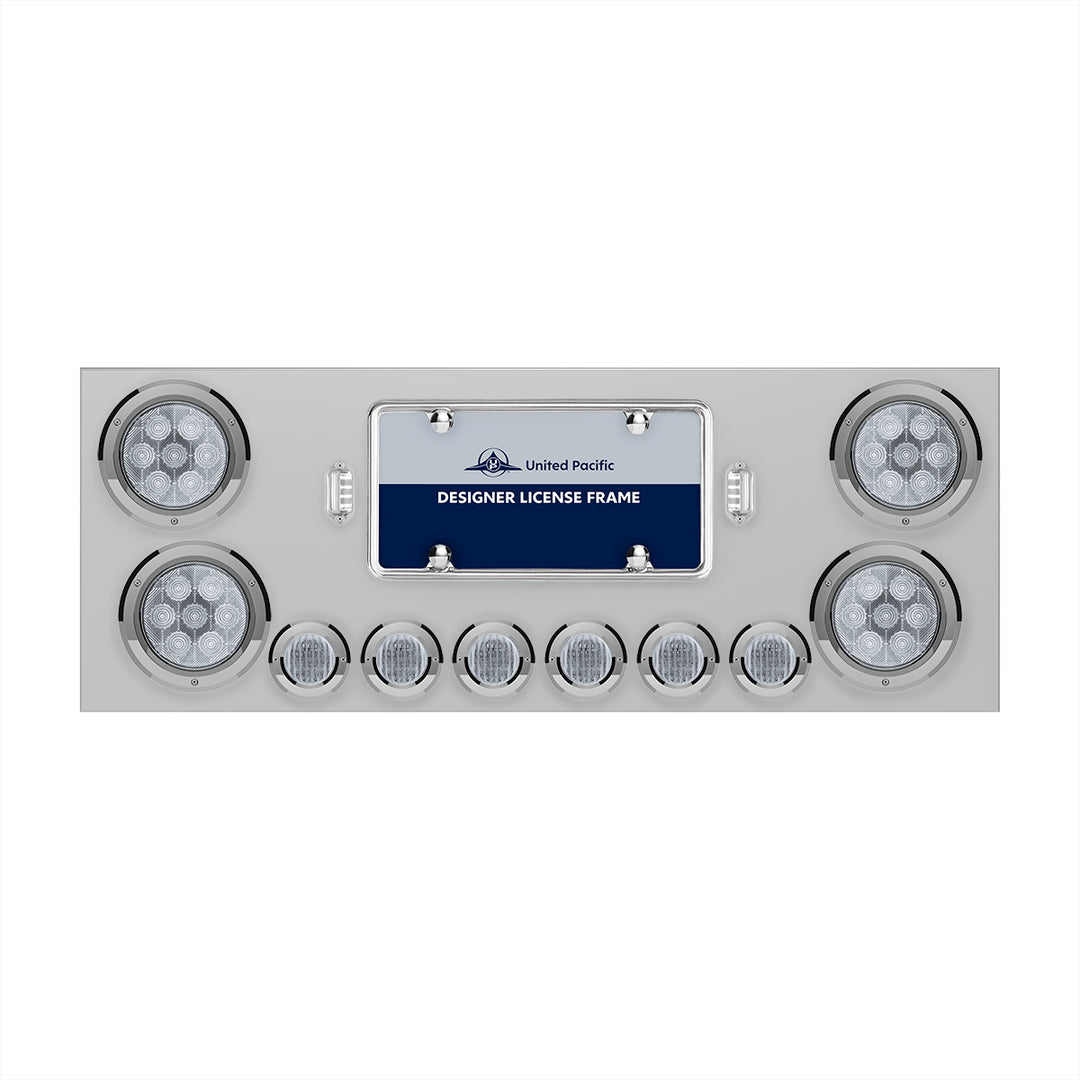 SS Rear Center Panel With 4X Red LED 4" Light &amp; 6X Red LED 2" Light &amp; Bezel -Clear Lens -Comp. Series