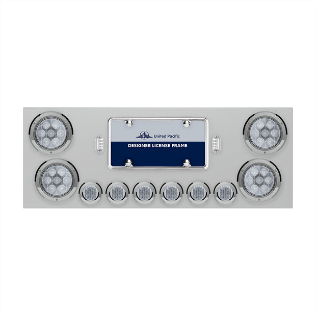 SS Rear Center Panel With 4X Red LED 4" Light & 6X Red LED 2" Light & Bezel -Clear Lens -Comp. Series