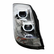 Chrome Projection Headlight With White LED Light Bar For 2003-2017 Volvo VN/VNL - Passenger