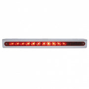 Stainless Light Bracket With 14 LED 12" Sequential Light Bar (Left to Right) - Red LED/Red Lens