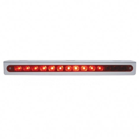 Stainless Light Bracket With 14 LED 12" Sequential Light Bar (Left to Right) - Red LED/Red Lens