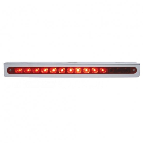 Stainless Light Bracket With 14 LED 12" Sequential Light Bar (Left to Right) - Red LED/Red Lens