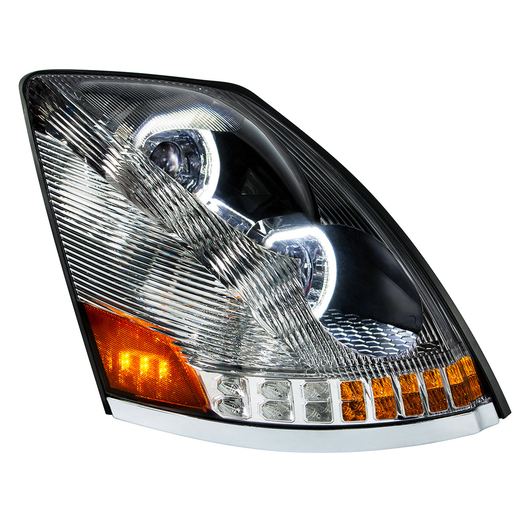 Chrome 10 LED Headlight For 2003-2017 Volvo VN/VNL - Passenger Side