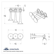 3 Trumpets Horizontal Chrome Train Horn - Left