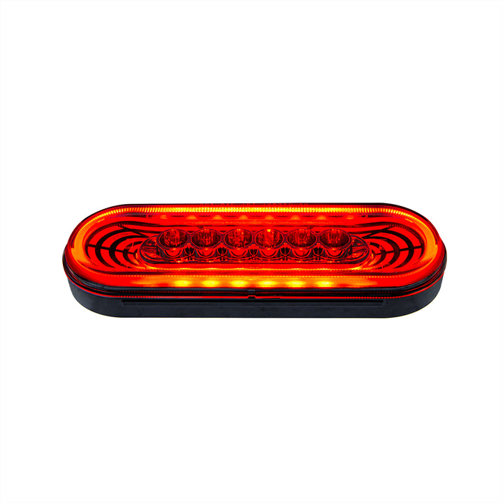 22 LED 6" Oval Abyss Light (Stop, Turn &amp; Tail) - Red LED/Clear Lens