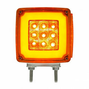 53 LED Double Stud Double Face GloLight With Side Marker (Turn Signal) Driver - Amber & Red LED/Amber & Red Lens