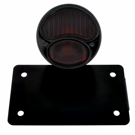 Black 1928 Ford Model A Style Tail Light Assembly With Horizontal Mounting Bracket For Motorcycle