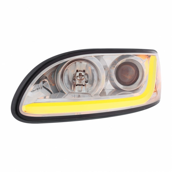 Chrome Projection Headlight W/LED Dual Function Light Bar For PB 386 (2005-2015) & 387 (1999-2010) - Driver