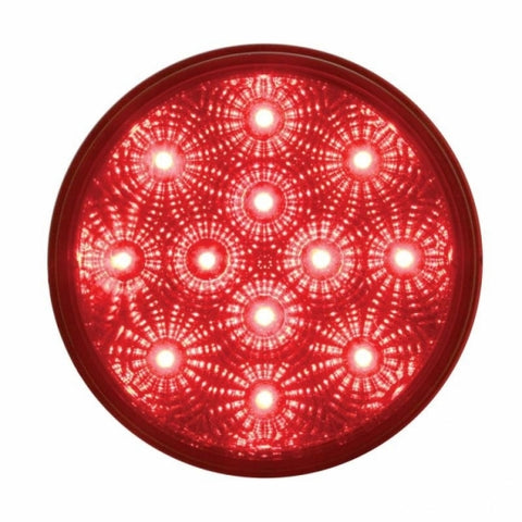 2-1/2" Bolt Pattern Chrome Spring Loaded Bar W/6X 12 LED 4" Reflector Lights -Red LED & Lens (Pair)