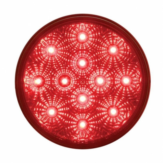 2-1/2" Bolt Pattern Chrome Spring Loaded Bar W/6X 12 LED 4" Reflector Lights -Red LED & Lens (Pair)