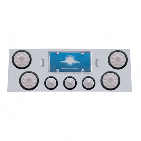 SS Rear Center Panel With 4X 10 LED 4" Lights & 3X 13 LED 2-1/2" Beehive Lights -Red LED/Clear Lens
