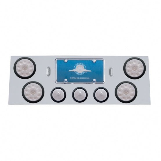 SS Rear Center Panel With 4X 10 LED 4" Lights & 3X 13 LED 2-1/2" Beehive Lights -Red LED/Clear Lens