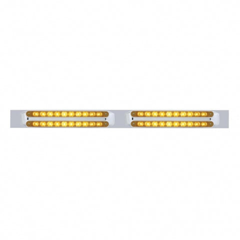 Chrome Top Mud Flap Plate With Four 10 LED 9" Light Bars - Amber LED/Amber Lens (Each)