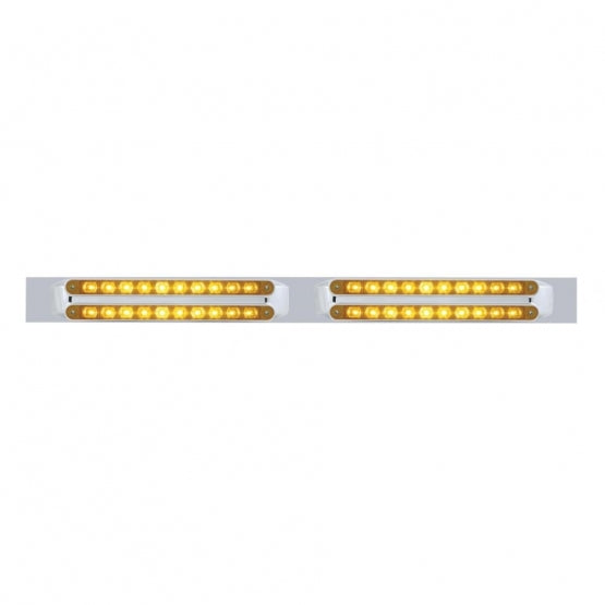 Chrome Top Mud Flap Plate With Four 10 LED 9" Light Bars - Amber LED/Amber Lens (Each)