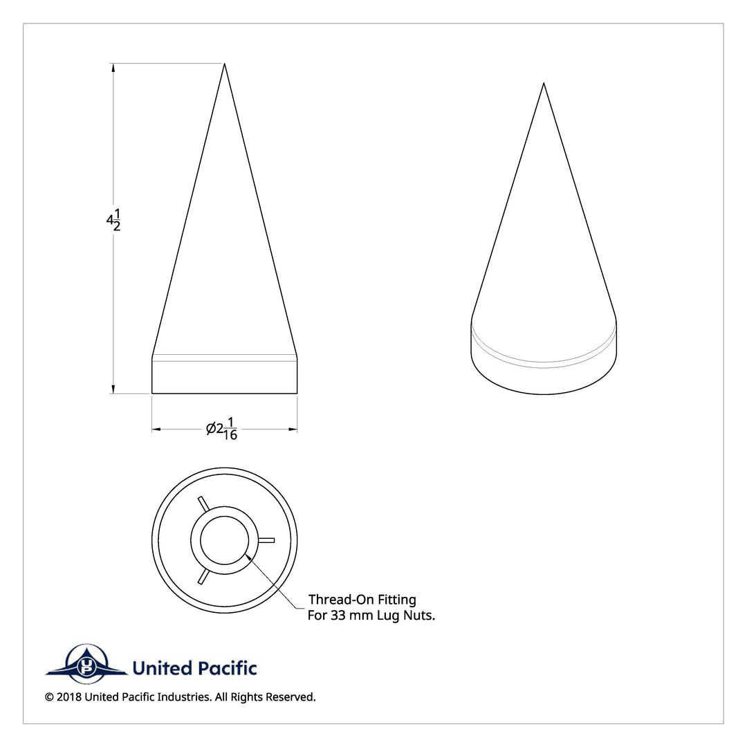 33mm x 4-1/2" Chrome Plastic X Spike Nut Covers - Thread-On (60-Pack)