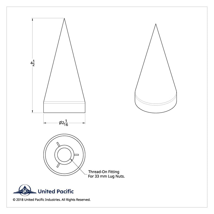 33mm x 4-1/2" Chrome Plastic X Spike Nut Covers - Thread-On (60-Pack)