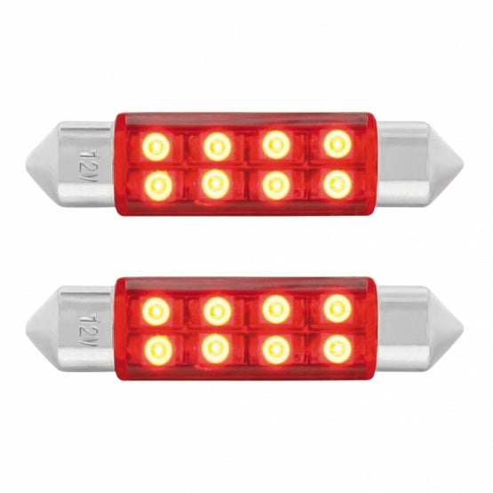 8 SMD High Power Micro LED 211-2 Dome Light Bulb - Red (2-Pack)