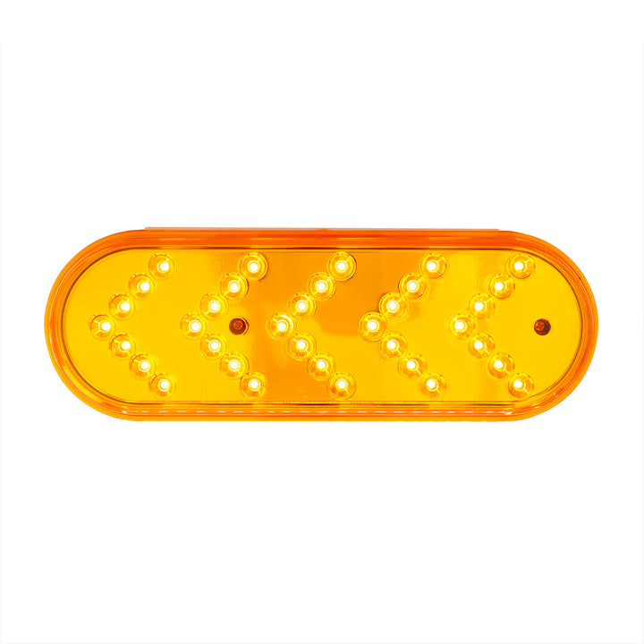 35 LED 6" Reflector Oval Sequential Turn Signal Light - Amber LED/Amber Lens