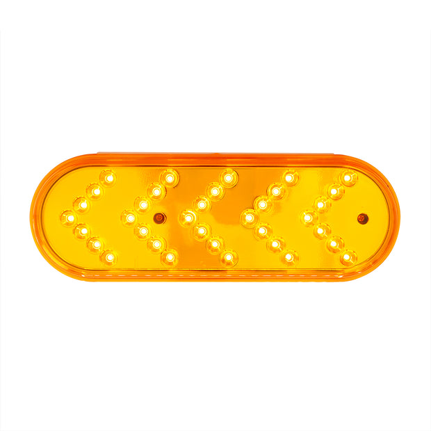 35 LED 6" Reflector Oval Sequential Turn Signal Light - Amber LED/Amber Lens